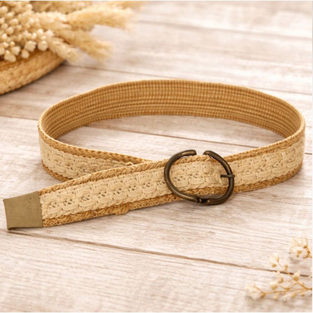 Vintage Salvatori Woven Macrame Belt Brass Buckle Two Tone Womens Sz 32